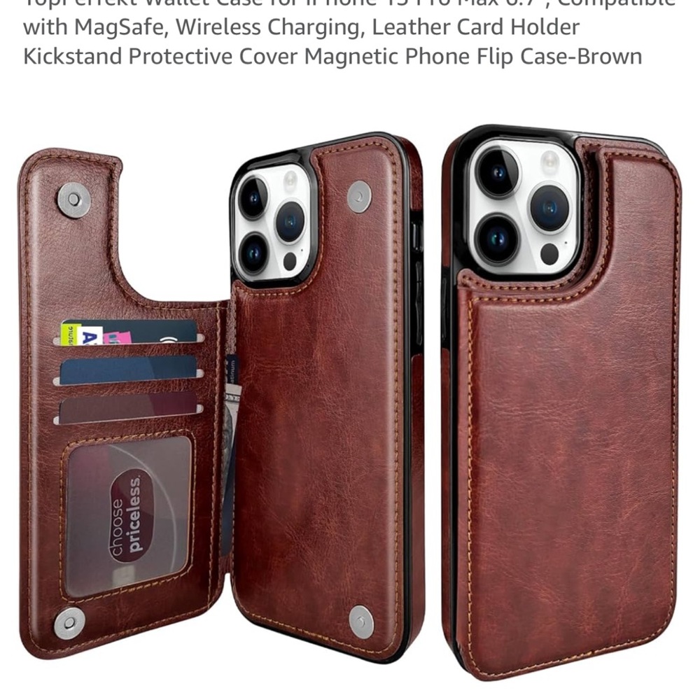 Premium Brown Leather Wallet Case for iPhone 13 Pro Max